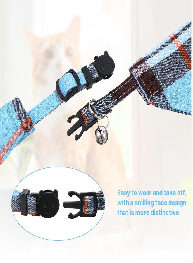 ElevateTech Cat Collars Breakaway with Bow Tie and Bandana, 3 Pcs Blue Plaid Kitten Collar with Bells Mini Cat Bandana Kitten Bow Tie Collar with Safety Buckle, Adjustable for Small Cats Pets - Image 5